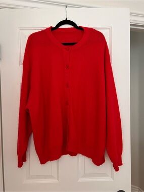 Daily Drills Bold Red Button-Up Women’s Cardigan